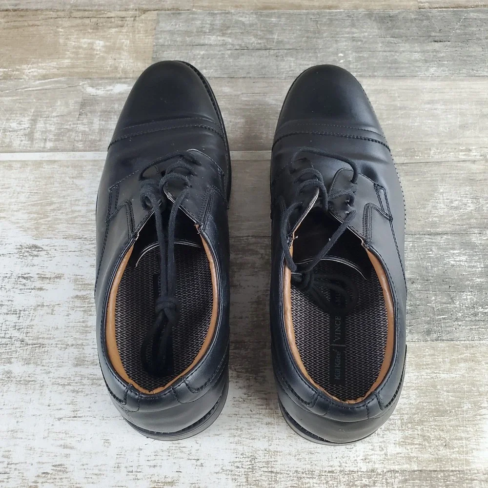 George Branford Mens Dress Oxford Shoes Sz 9.5 Black Leather Lace-Up Cap-Toe
